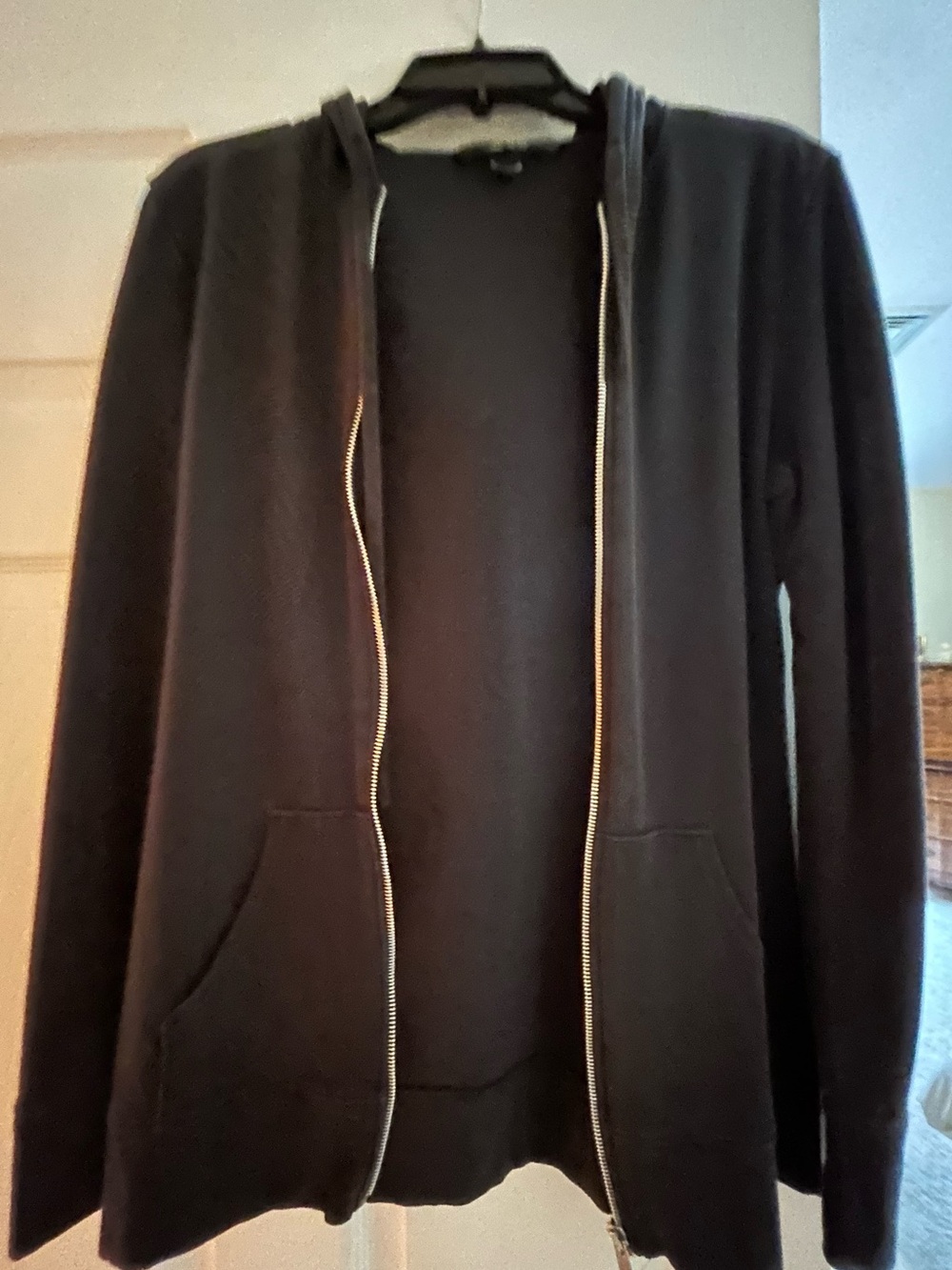 Victoria's Secret Black Zip-Up Hoodie with Silver Zipper